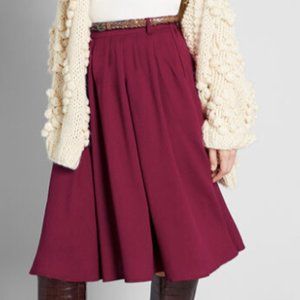 Maroon/Merlot Tiger-Lily Swing Skirt NWOT Modcloth